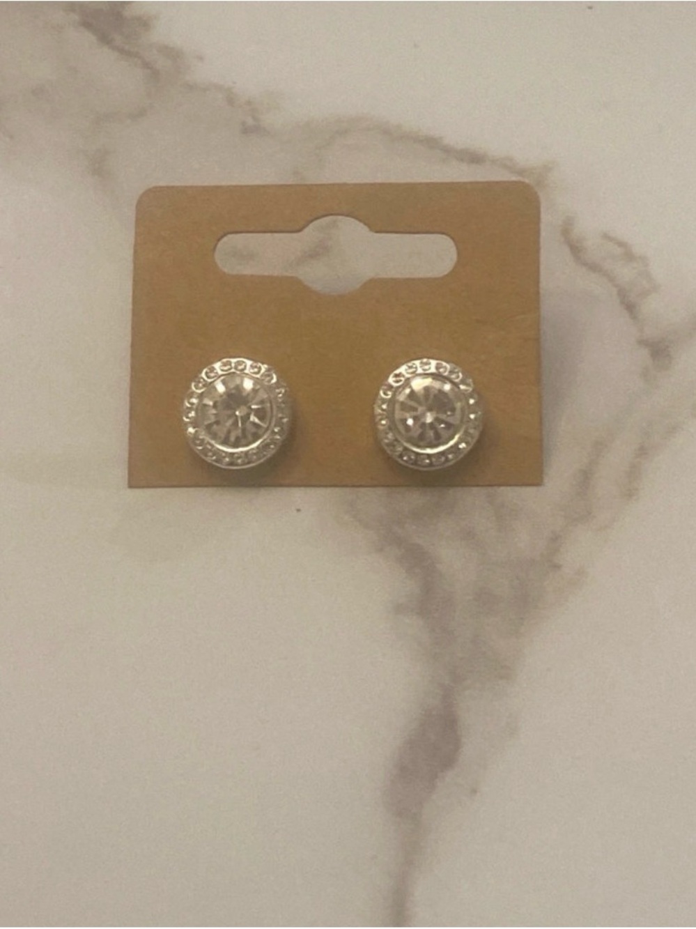 H&M Silver Clear Crystal Halo Stud Earrings - Women Jewelry